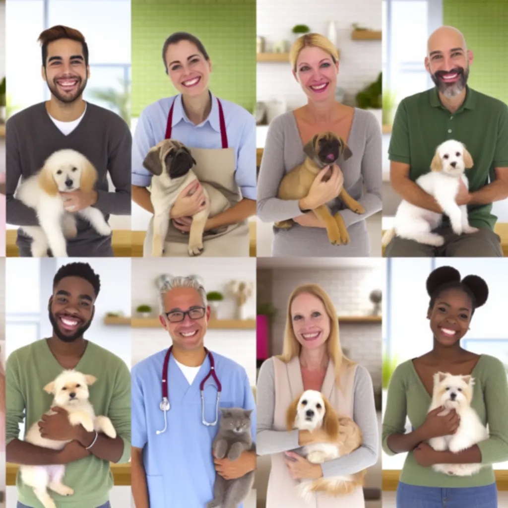 Lista uśmiechniętych niań opiekujących się różnymi zwierzętami