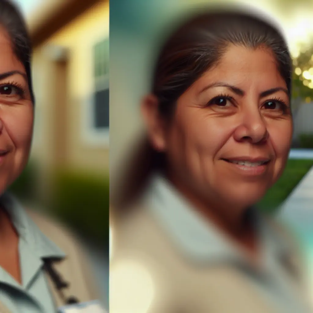 Opiekunka zwierząt Marta uśmiecha się, trzymając psa na rękach.